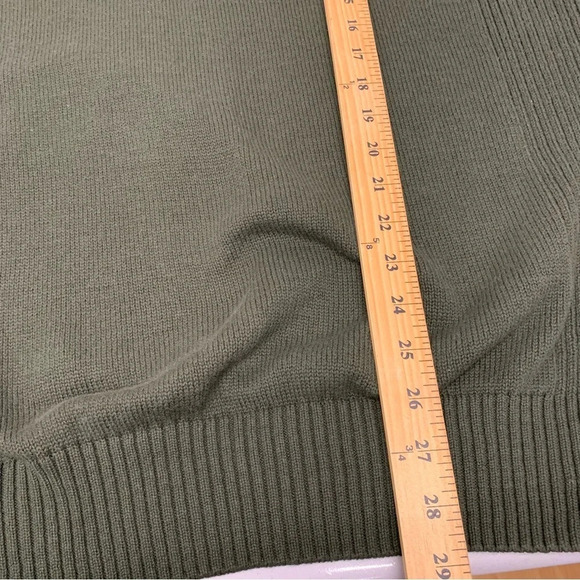 David Taylor  Mens Sweater XL Olive Green  1/4 Zip Fleece Collar Cotton Rib Knit - Picture 10 of 10